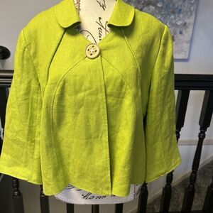 Laura Ashley Linen‎ Blazer Jacket Size Petite Lg